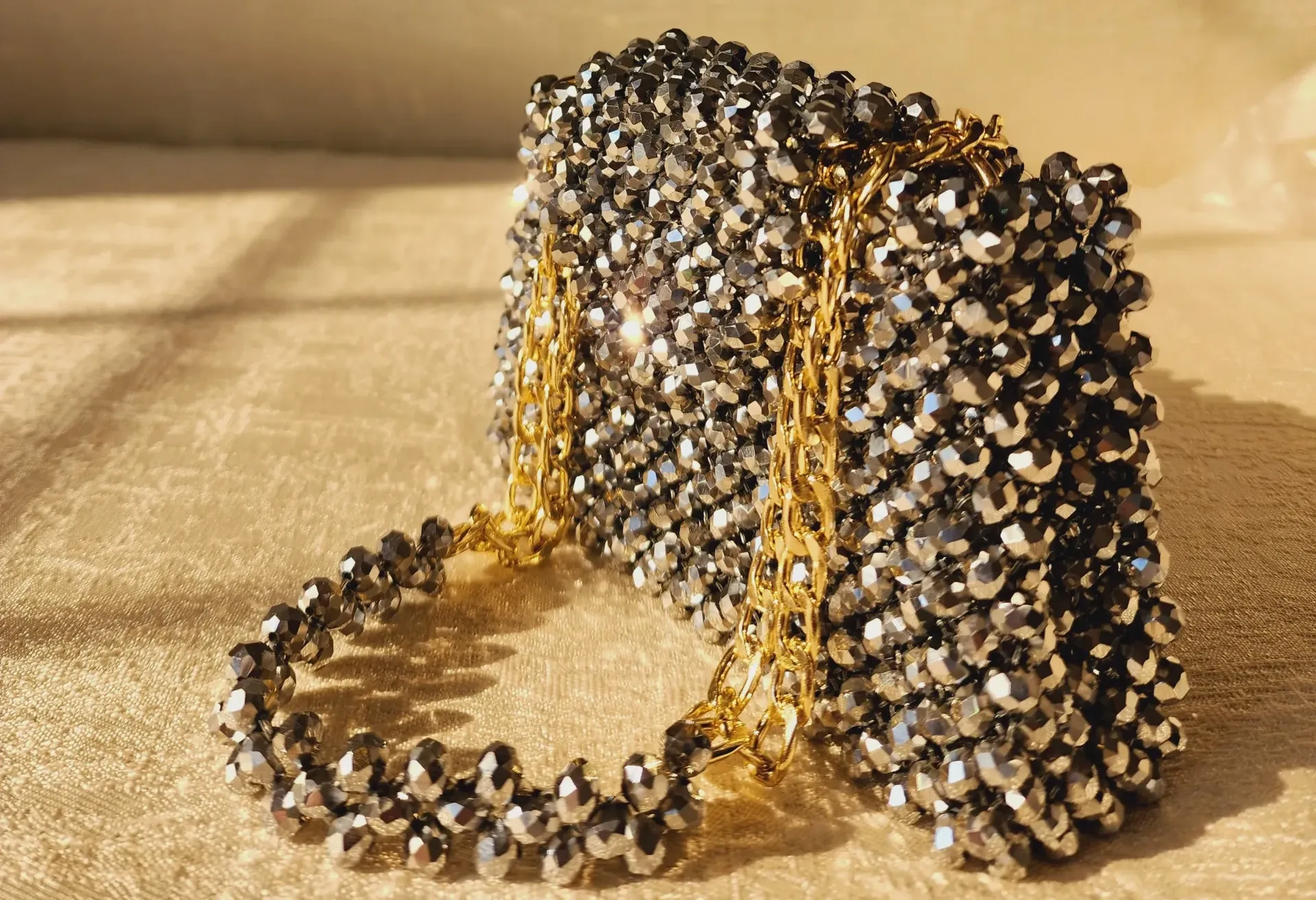 Metalic Crystal Clutch