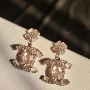 Chanel Zircon Earrings - Pink
