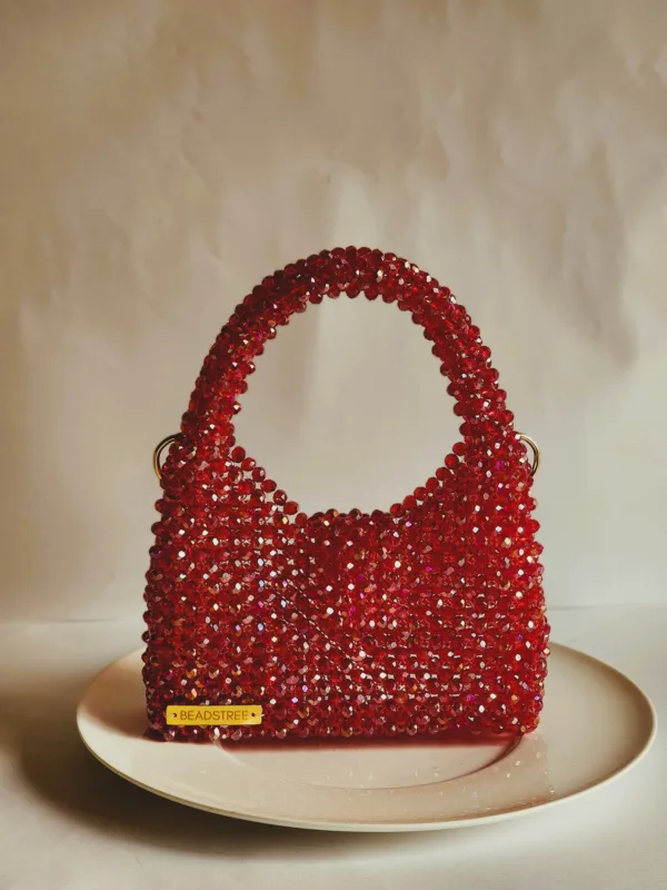 hot red crystal bag